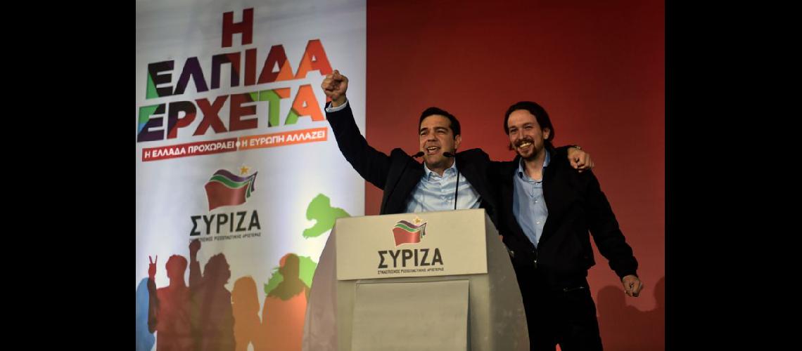  Alexis Tsipras del partido Syriza y Pablo Iglesias de Podemos de España (NA)