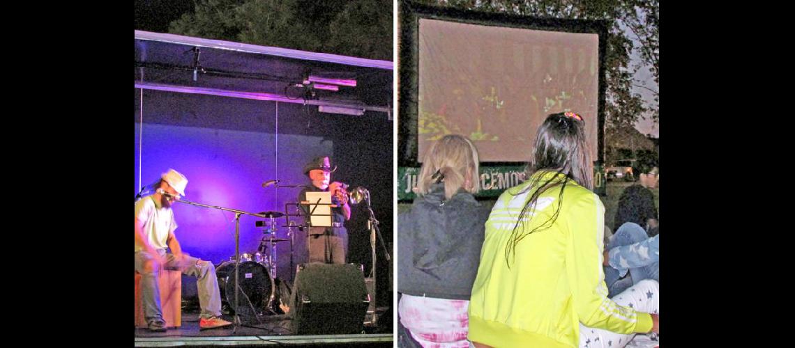  La noche del viernes actuaron bandas de música locales y se proyectaron cortometrajes de ficción (LA OPINION)
