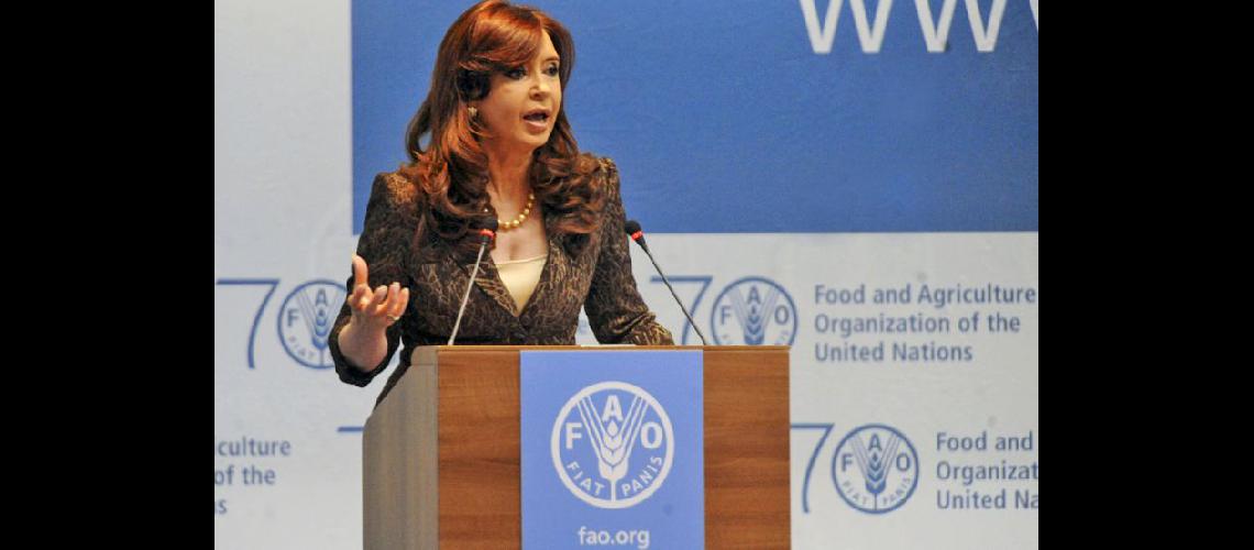  Cristina Kirchner al hablar en Roma ante la 39ª Conferencia de la FAO (NA)