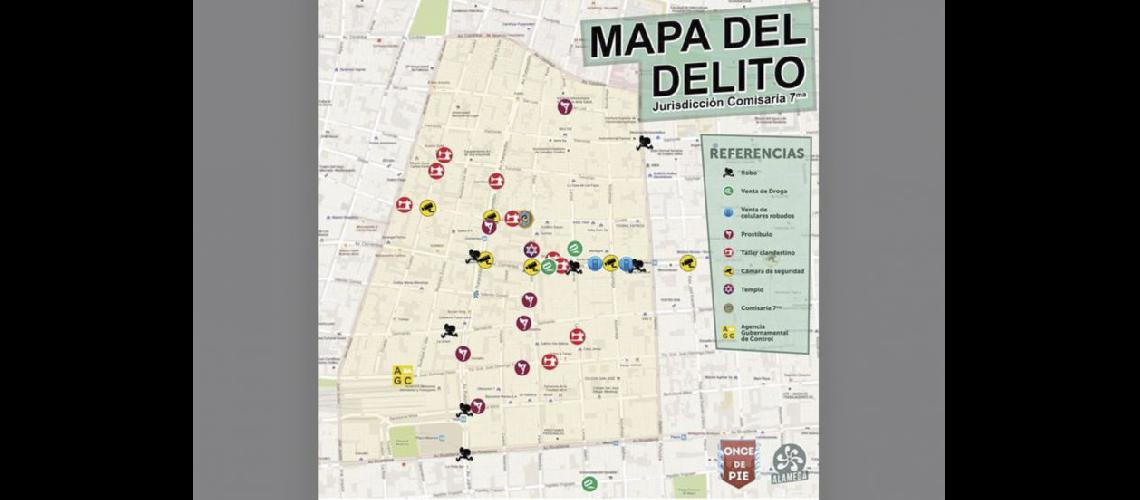  El mapa del delito marca los puestos del barrio Once (NA)