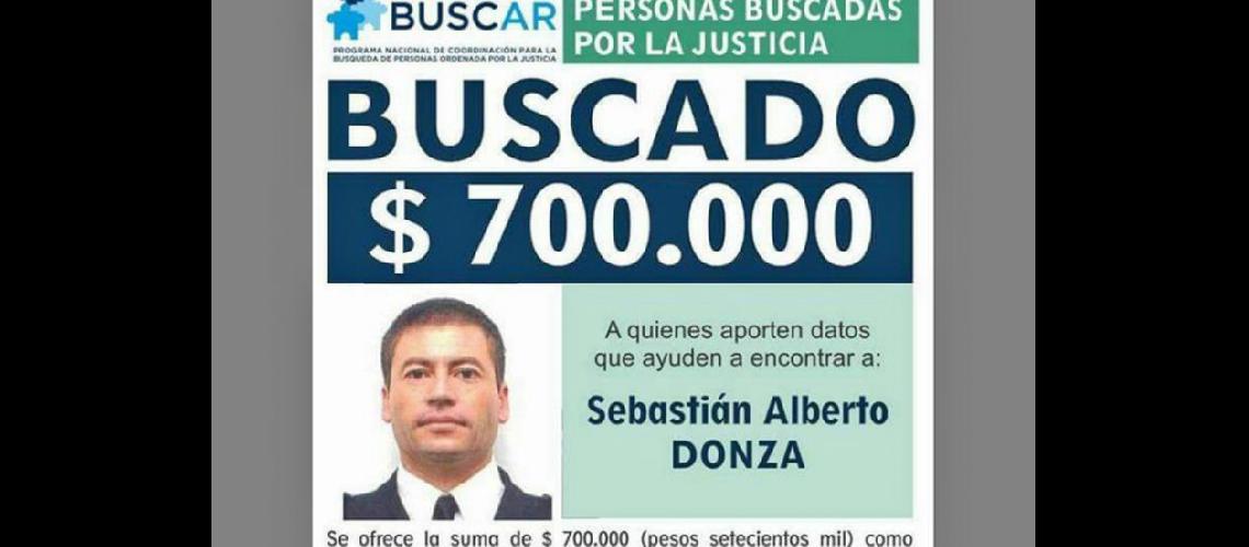  La recompensa para quien aporte un dato útil para dar con el paradero de Donza es de 700000 pesos (MINISTERIO DE JUSTICIA)