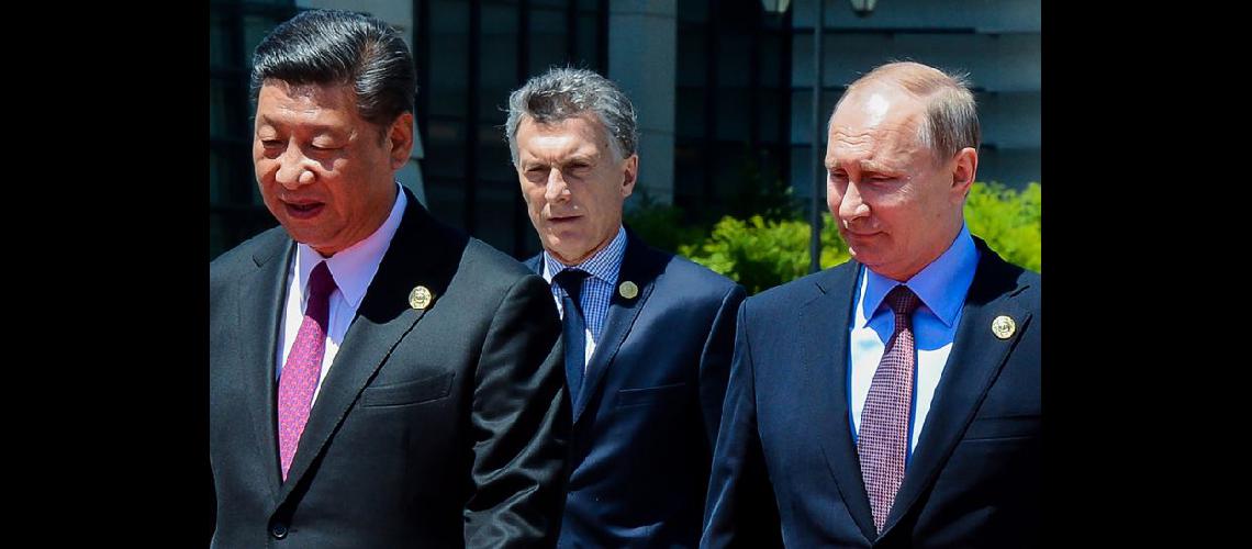  Los presidentes de China Xi Jinping Mauricio Macri de Argentina y Vladimir Putin de Rusia (NA)