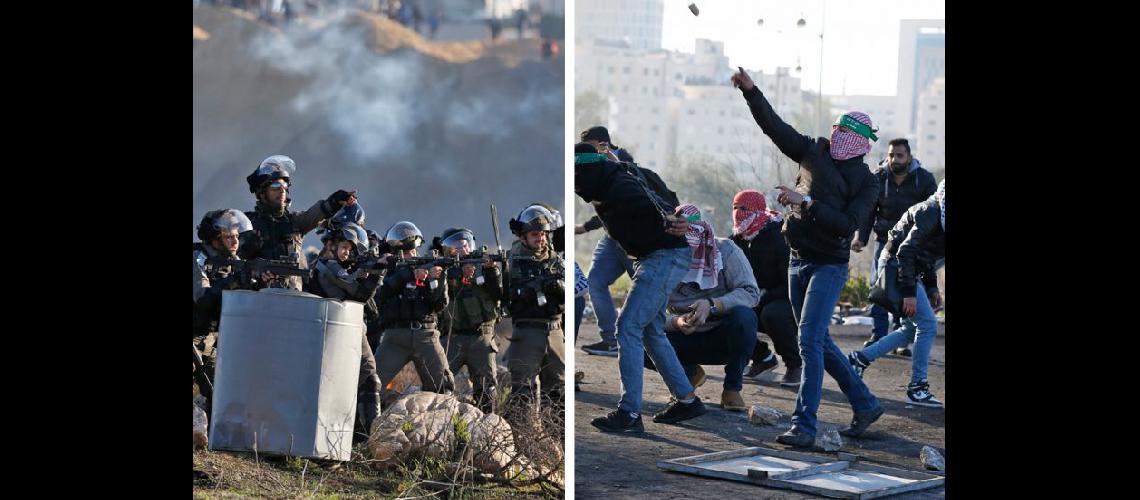  Palestinos lanzaron piedras a soldados israelíes que replicaron con balas de goma y balas reales (NA)