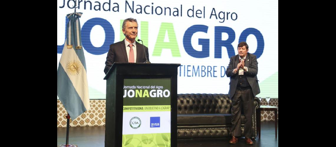  El presidente Mauricio Macri al dar su discurso en la Jornada Nacional del Agro 2018 (NA)