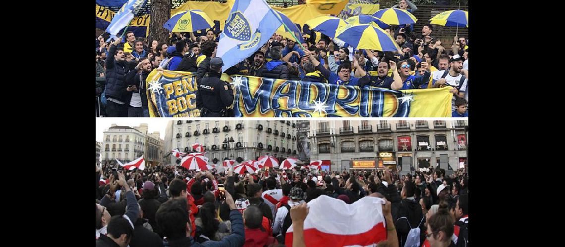  Hinchas de Boca y de River comenzaron el duelo en las calles de Madrid (NA)