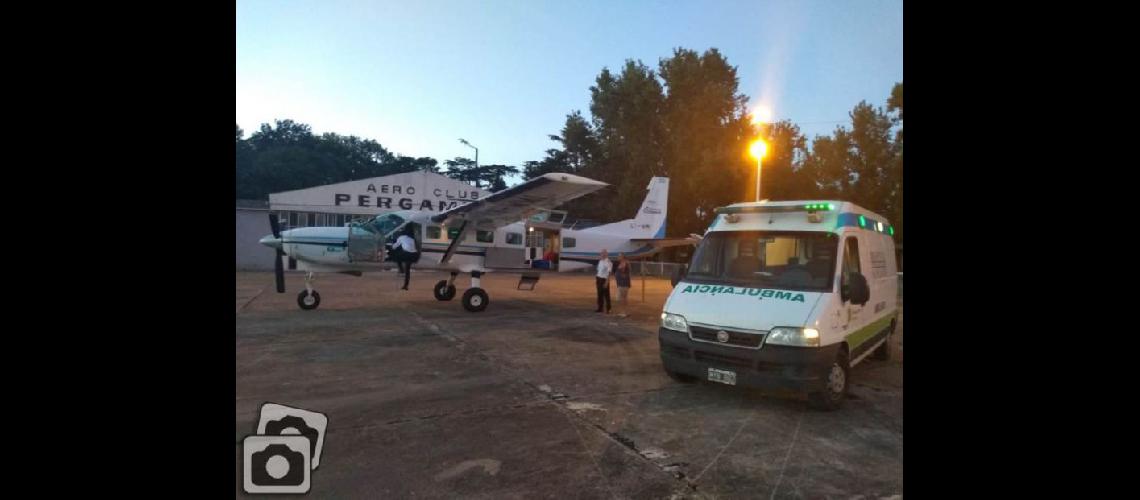  El avión sanitario partió a las 20-20 desde el Aeródromo de Pergamino rumbo a La Plata (LA OPINION)