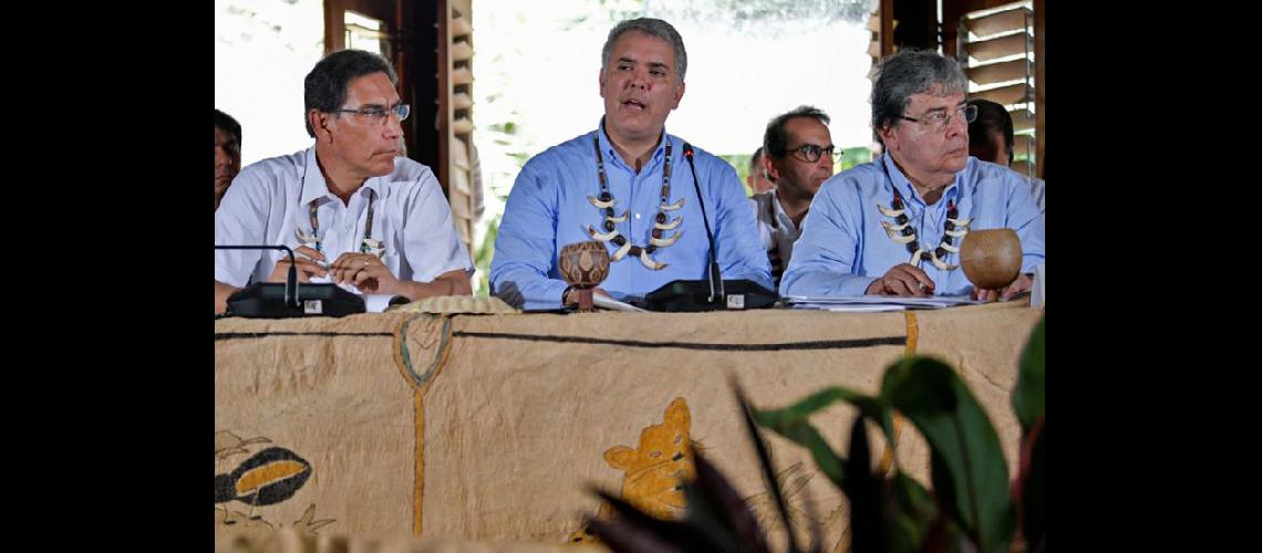  El presidente de Colombia Ivn Duque (centro) pronuncia un discurso durante la cumbre para la Amazonia (NA)