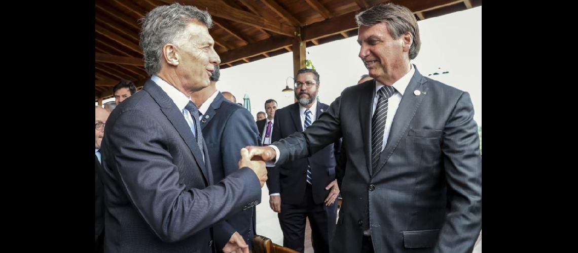  Mauricio Macri y su par brasilero Jair Bolsonaro en el encuentro de ayer por el Mercosur (NA)