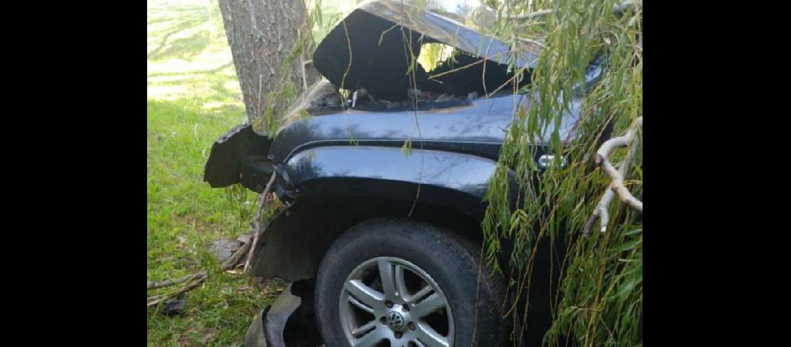  La camioneta Volkswagen Amarok impactó contra un rbol que se encontraba a la vera del camino  (LA OPINION)