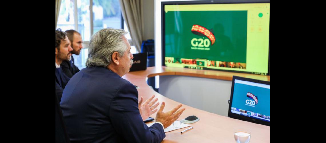  El presidente Alberto Fernndez desde la Quinta de Olivos en videoconferencia con los líderes mundiales (NA)