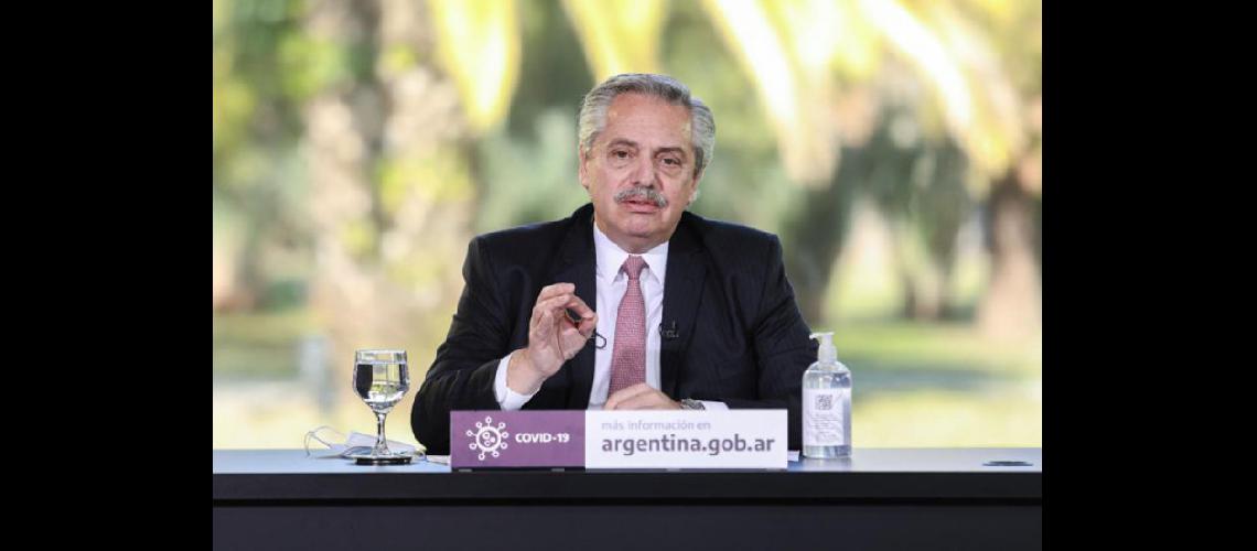    El presidente Alberto Fernndez durante el acto de relanzamiento de las líneas crediticias  (PRENSA PRESIDENCIA DE LA NACION)