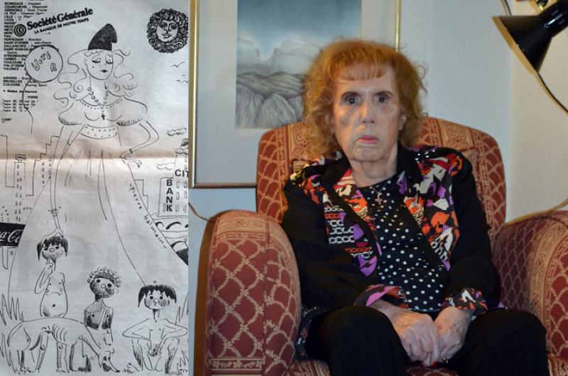Dibujo de Rubén Albarrracín y Edna Pozzi en una de sus últimas entrevistas con LA OPINION en su casa