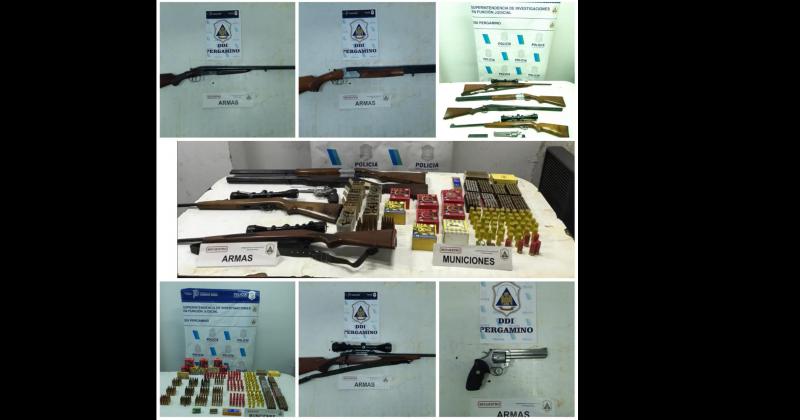 Parte del arsenal de armas y municiones que tenía en su casa el hombre de Arroyo Dulce que es investigado por amenazas
