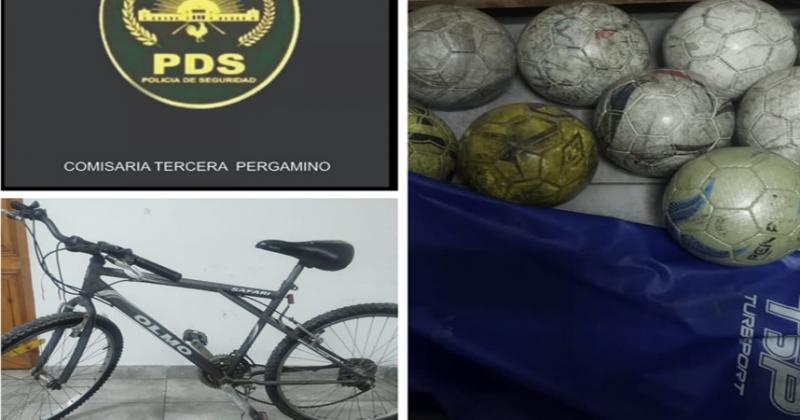 Las pelotas de fútbol y la bicicleta robada fueron recuperadas y los adolescentes detenidos