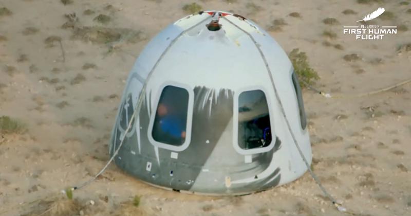 La cpsula de su nave reutilizable la New Shepard aterrizó en medio del desierto de Texas