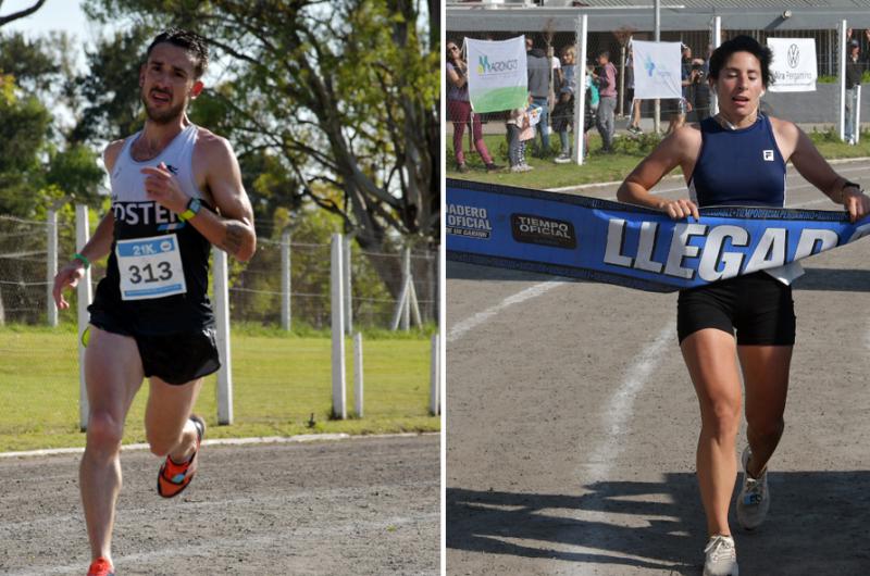 Jonatan Kriger y Gisela Cardoso cumplieron sus objetivos en el 18º Medio Maratón Pergamino