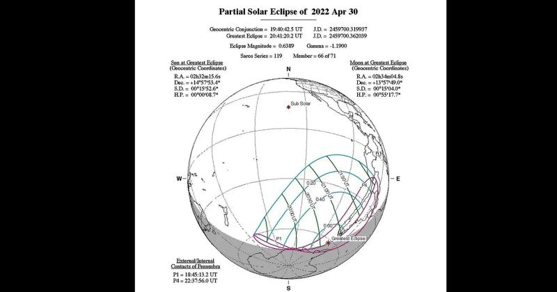 La región desde la que se ver el eclipse solar parcial del fin de semana