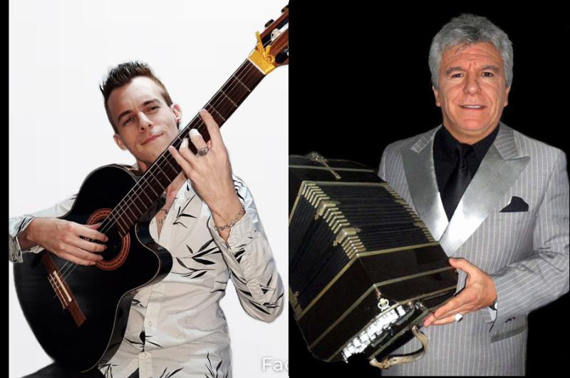 El guitarrista local Joaquín Medrn y el cantor de tangos Carlos Morel