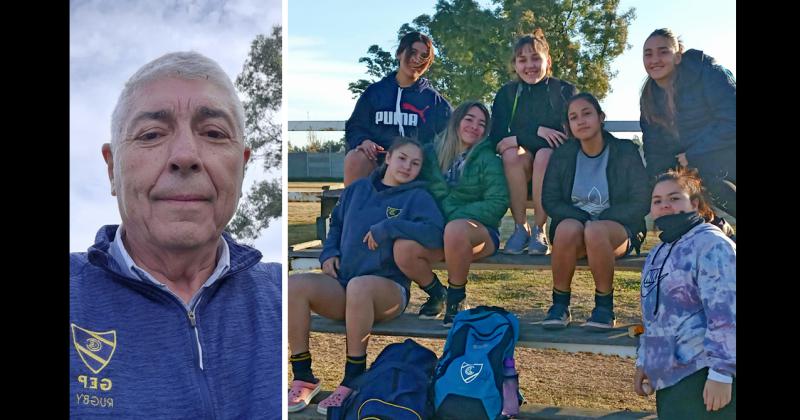 César Homero Roccatagliata junto a las siete Lobitas de la selección de la URR