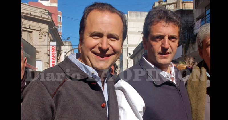 Sergio Massa en una visita en el 2018 a Pergamino acompañado por Jorge Solmi
