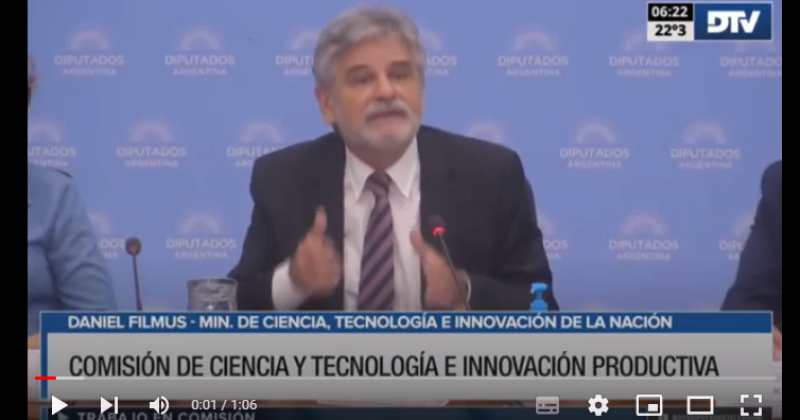 El ministro de Ciencia Tecnología e Innovación de la Nación Daniel Filmus