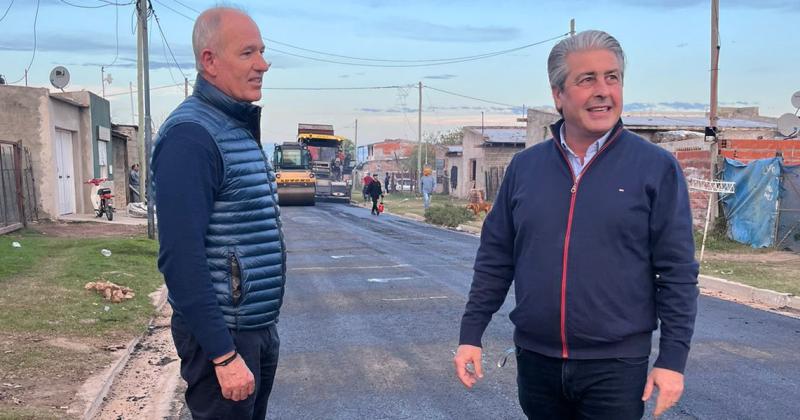 Ignacio Maiztegui y Javier Martínez estuvieron recorriendo las obras de pavimentación