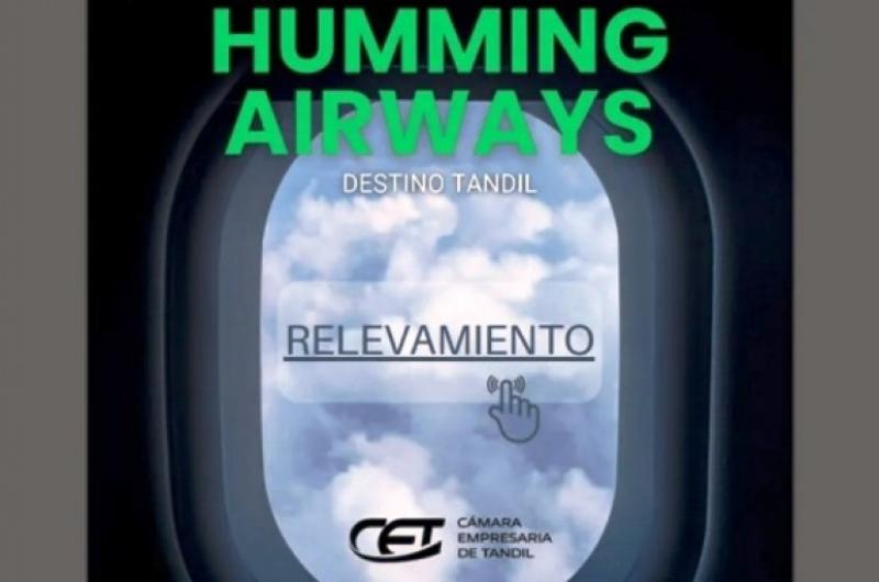 La aerolínea Humming Airways a través de la Cmara Empresaria de Tandil est llevando a cabo una encuesta entre los miembros de dicha entidad para evaluar la viabilidad de establecer vuelos comerciales