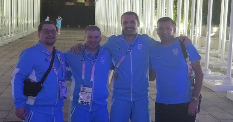 Los pergaminenses Alvaro Rosset y Diógenes Albani junto a Cristian Roldn y Walter Pérez campeón olímpico en Beijing 2008 y también integrante del COA