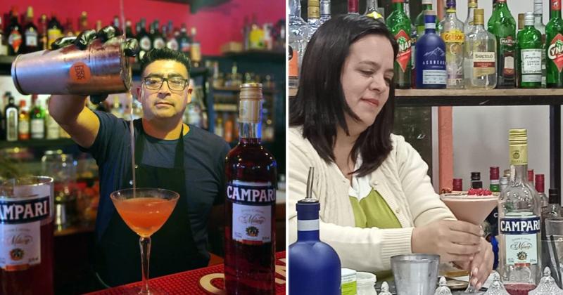 Leonardo Peralta y Guadalupe Martínez Figueroa los bartenders que participan en el Concurso Campari