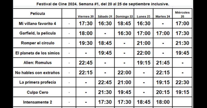 Los días y horarios de la primera semana