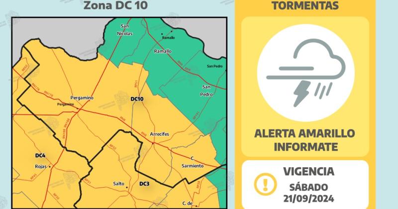 Pergamino est incluido en un alerta amarilla meteorológico durante el fin de semana