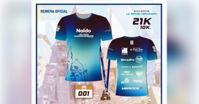 La remera y la medalla que incluye el kit que los atletas inscriptos podrn retirar desde las 15-00 en el Parque Belgrano