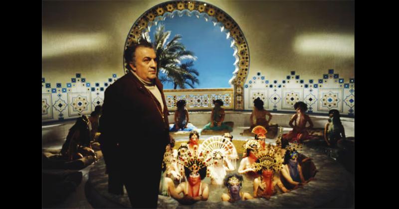 Federico Fellini (1920-1993) durante el rodaje de Amarcord en los estudios Cinecitt Roma 1973