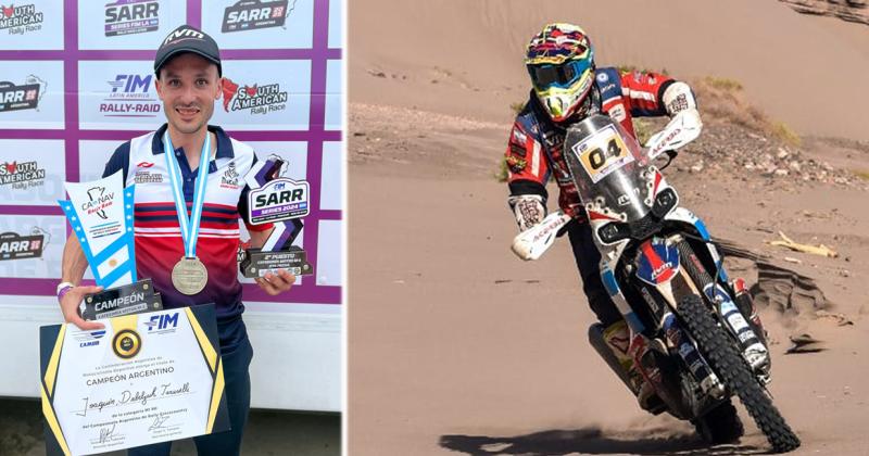 Joaquín Debeljuh Taruselli con los trofeos y el diploma de campeón argentino luego de la actuación en el SARR Series